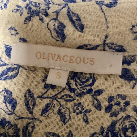 olivaceous short sleeve button up with a floral toile inspired pattern - Picture 3 of 5